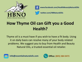 How Thyme Oil can Gift you a Good Health?