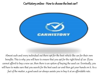 CarHistory.online - How to choose the best car?
