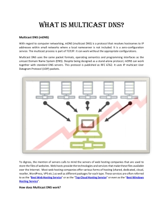 What is Multicast DNS?