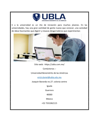 Licenciatura en Psicología en Guerrero I UBLA - Universidad Benemérito de las Américas