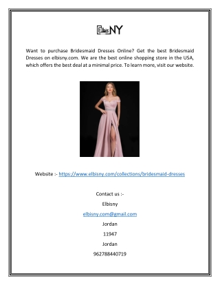 Online Bridesmaid Dress Shops | Elbisny