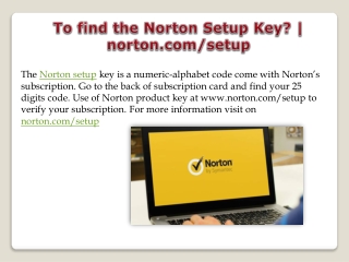 To find the Norton Setup Key? | norton.com/setup