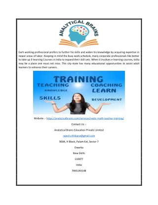 Vedic Maths Teacher Training Course India | Analytical Brains