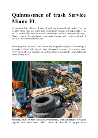 Quintessence of trash Service Miami FL