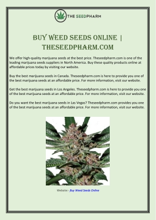 Buy Weed Seeds Online | Theseedpharm.com