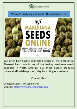 Where to Buy Marijuana Seeds | Theseedpharm.com