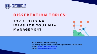 Dissertation Topics Original Ideas For Your MBA Management