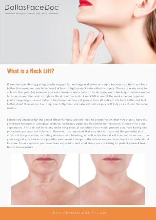 What is a Neck Lift | Dallas Face Doc