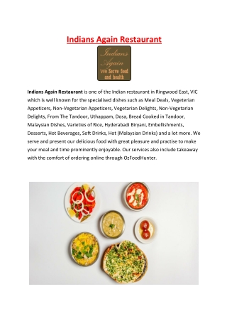 Indians Again Restaurant takeaway ringwood east, VIC - 5% Off