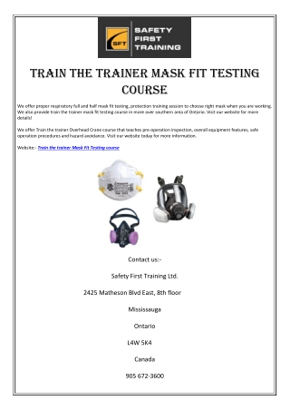 Train the Trainer Mask Fit Testing Course