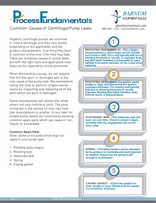 Process Fundamentals Repairing Pump Leaks - Barnummech USA