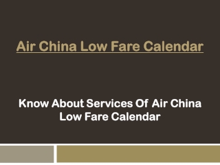 Air China Low Fare Calendar