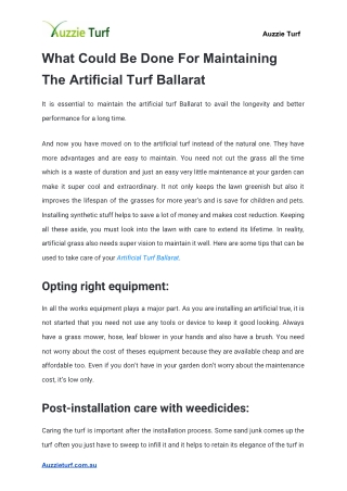 What Could Be Done For Maintaining The Artificial Turf Ballarat