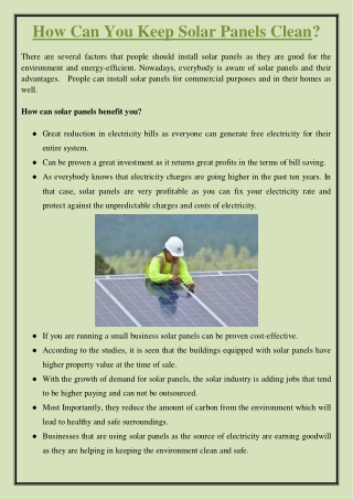 How Can You Keep Solar Panels Clean?