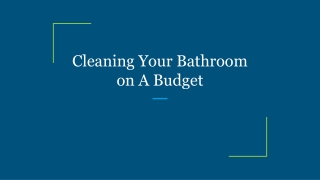 Cleaning Your Bathroom on A Budget