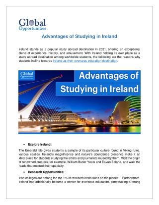 Advantages of Studying in Ireland