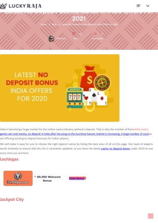 Latest No Deposit Casino Bonus In India Offers For 2021