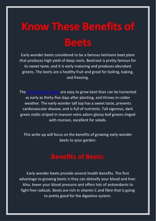 Know These Benefits of Beets