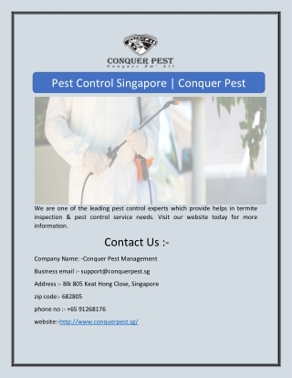 Pest Control Singapore | Conquer Pest