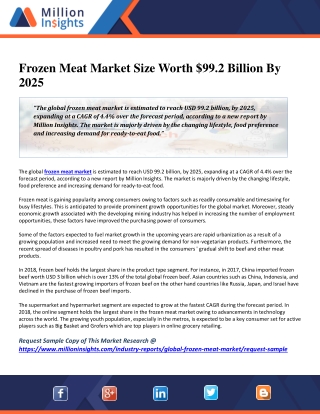 Frozen Meat Market Size Worth $99.2 Billion By 2025