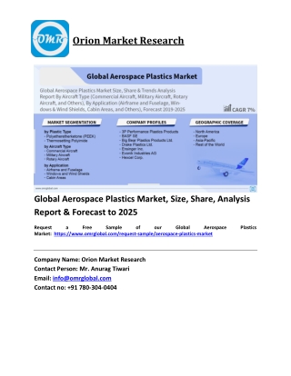 Global Aerospace Plastics Market Growth, Size, Share, Industry Report and Forecast 2019-2025
