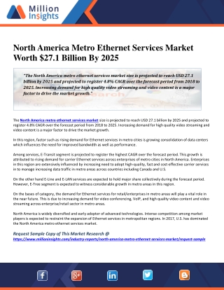 North America Metro Ethernet Services Market Worth $27.1 Billion By 2025