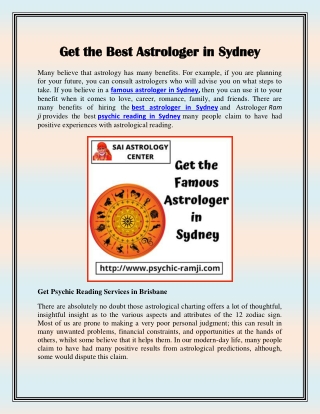 Get the Best Astrologer in Sydney