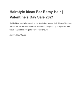 Hairstyle Ideas For Remy Hair | Valentine's Day Sale 2021