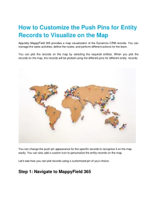 How to Customize the Push Pins for Entity Records to Visualize on the Map