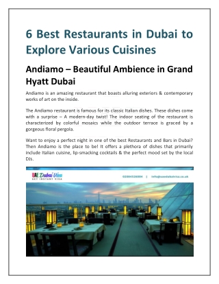 6 Best Restaurants in Dubai to Relish Exquisite Delicacies