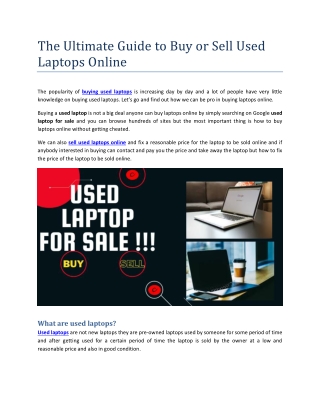 The Ultimate Guide to Buy or Sell Used Laptops Online