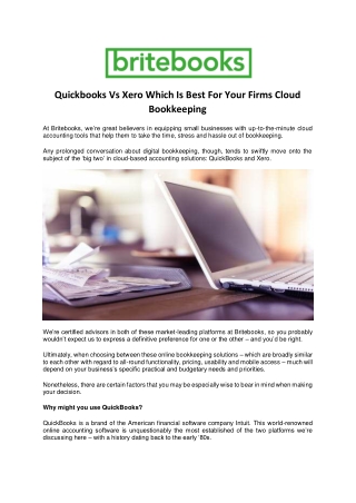 Quickbooks Vs Xero Which Is Best For Your Firms Cloud Bookkeeping