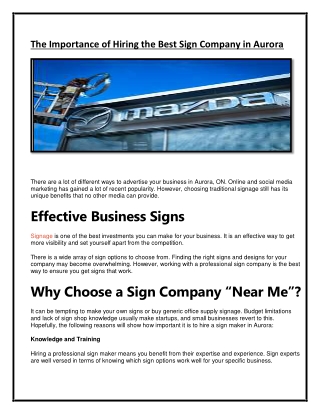 Effective Signage to Promote your businesses