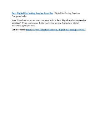 Best Digital Marketing Service Provider |Digital Marketing Services Company India