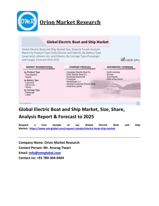 Global Electric Boat and Ship Market Trends, Size, Competitive Analysis and Forecast 2019-2025