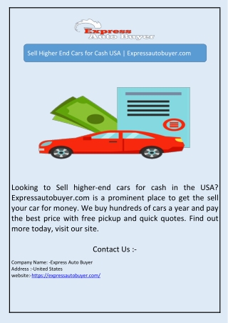 Sell Higher End Cars for Cash USA | Expressautobuyer.com