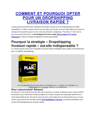 Comment et pourquoi opter pour un dropshipping livraison rapide ?