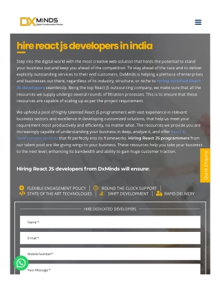 Hire React js Developers in India - DxMinds