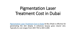 Pigmentation Laser Treatment Cost in Dubai