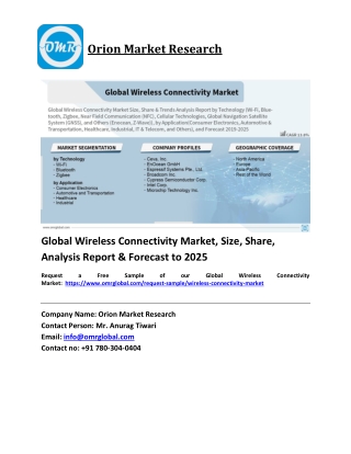 Global Wireless Connectivity Market Trends, Size, Competitive Analysis and Forecast 2019-2025