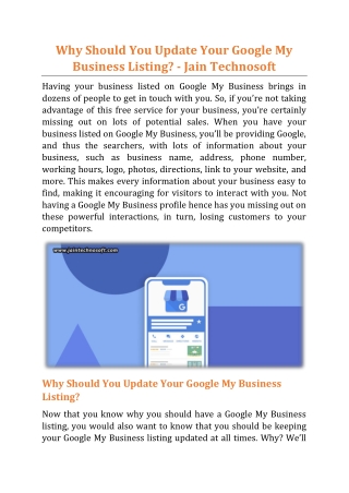 Why Should You Update Your Google My Business Listing - Jain Technosoft