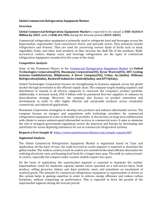 Commercial Refrigeration Equipment Market Research Report - Global Forecast till 2025