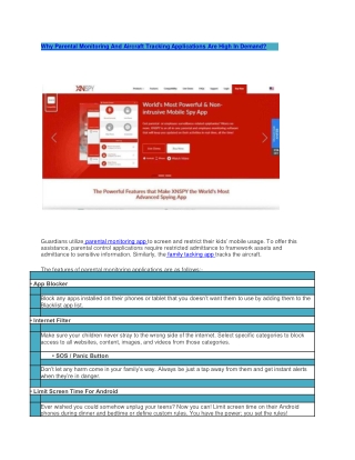 Why Parental Monitoring And family Tracking Applications Are High In Demand?