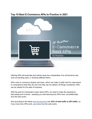Top 10 Best E-Commerce APIs to Practice in 2021
