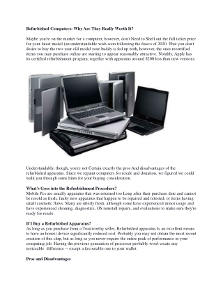Refurbished Computers: Why Are They Really Worth It?