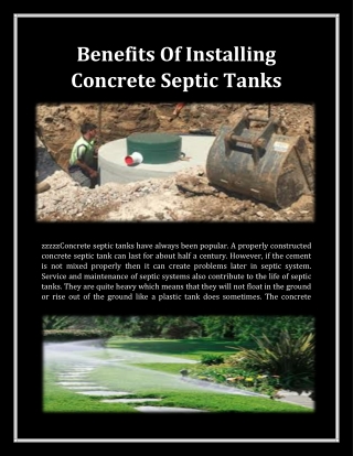 Benefits Of Installing Concrete Septic Tanks