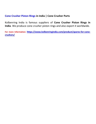 Cone Crusher Piston Rings in India | Cone Crusher Parts