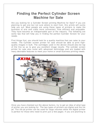 Finding the Perfect Cylinder Screen Machine for Sale