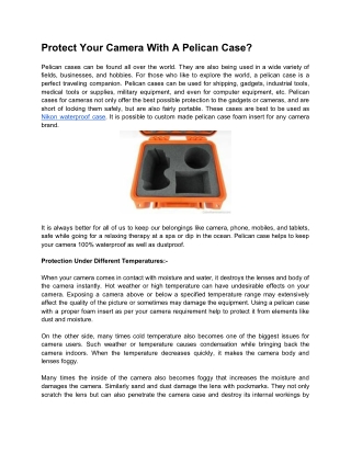 Protect Your Camera With A Pelican Case