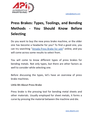 Press Brakes: Types, Toolings, and Bending Methods - You Should Know Before Selecting